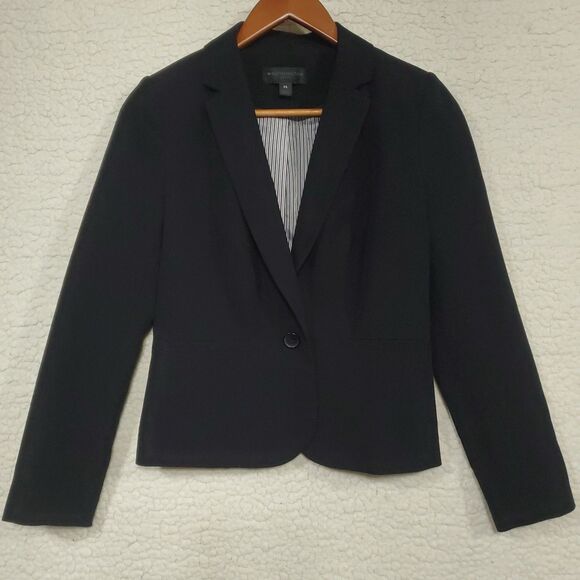 Worthington Blazer Women PS Petite Black One Button Collared Long Sleeve Lined - Picture 1 of 13